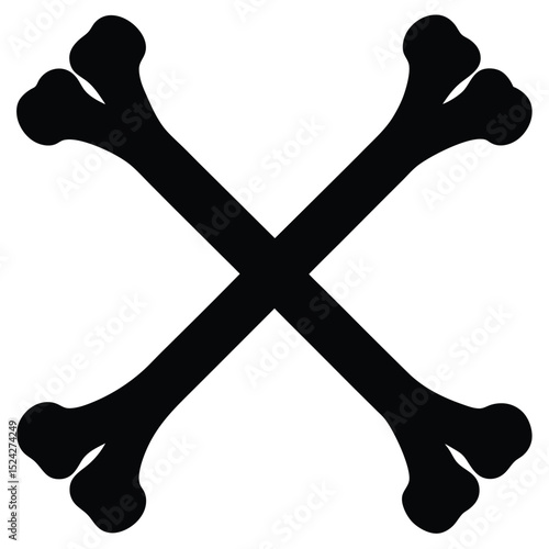 Crossed Bones Illustration Black Bones Arranged in X Formation on White Background