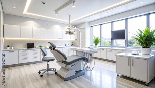 Modern Dental Clinic Office Interior Design Clean and Bright Dentist's Chair and Equipment