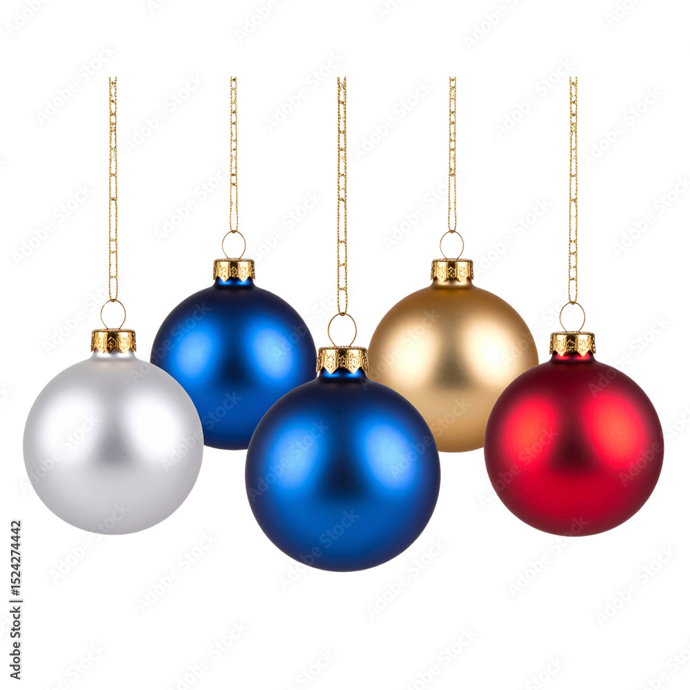 Elegant Hanging Christmas Baubles in Festive Metallic Colors, Transparent PNG Elegant Hanging Christmas Baubles in Festive Metallic Colors, Transparent PNG