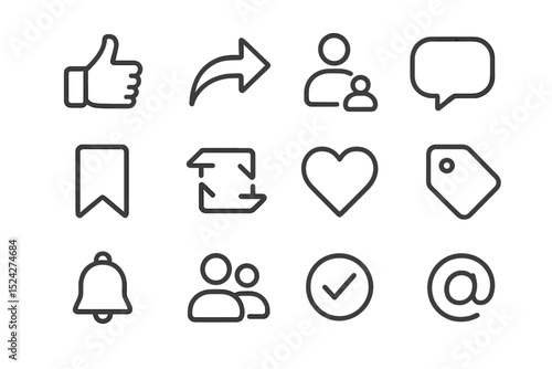 Minimalistic social media icons set on gradients background