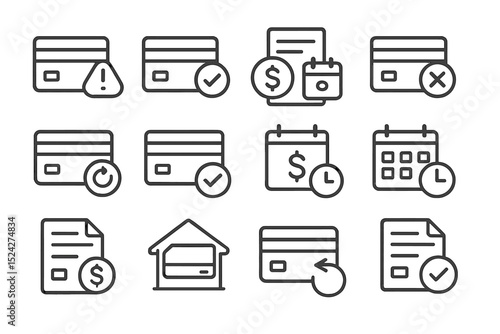 Credit card icons with symbols for payment and transaction concepts