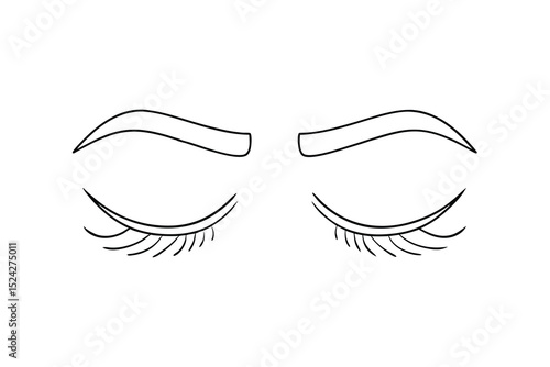 Simple line drawing of closed eyes with eyebrows and lashes
