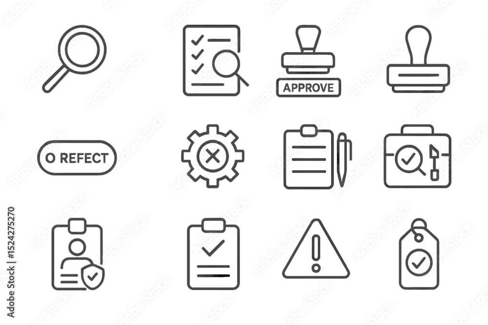 Collection of office and approval icons on gradient background Collection of office and approval icons on gradient background