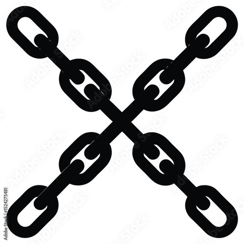 Intersecting Black Chains on White Background Forming X Shape Element