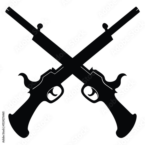 Silhouette of Two Crossed Antique Rifles or Muskets Image, Military Heritage