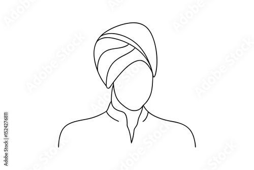 Simple line drawing of a person wearing a turban