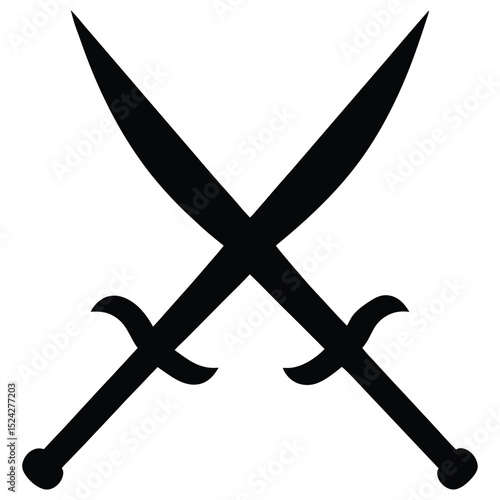 Two Black Crossed Swords Silhouette Depicting Conflict, Duel or Fighting