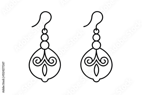 Elegant line drawing of beaded drop earrings