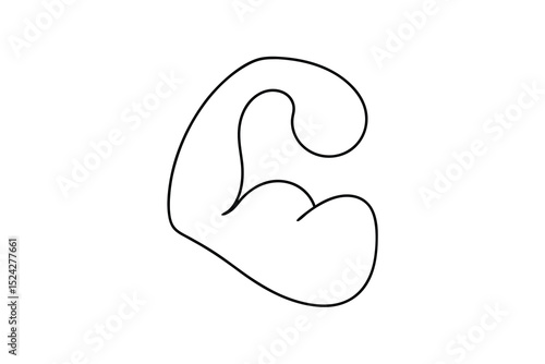 Simple line drawing of a flexed bicep muscle