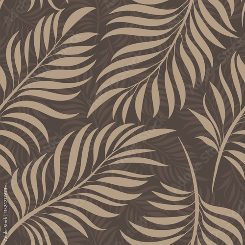 Tropical Palm Leaf Pattern with Beige Background for Elegant Wall Decor