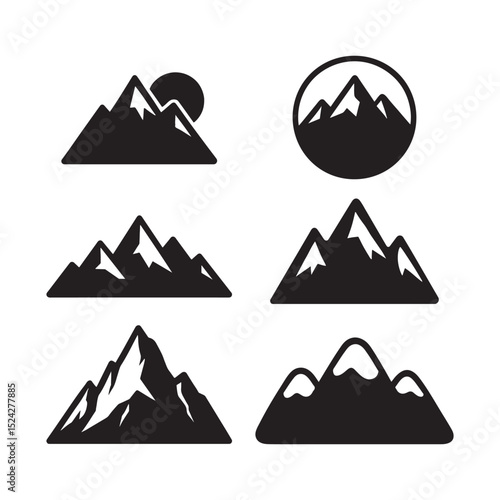 Mountain icon silhouette vector design with white background