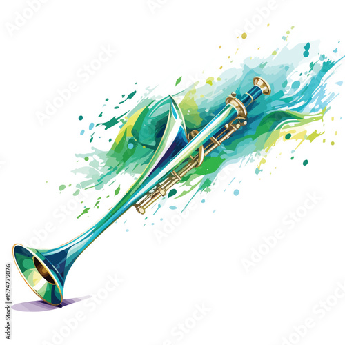 Vibrant Vuvuzela Trumpet Illustration for Soccer Fans and Sports Events Promotion