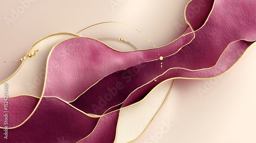 Abstract Composition of Fluid Forms and Metallic Accents