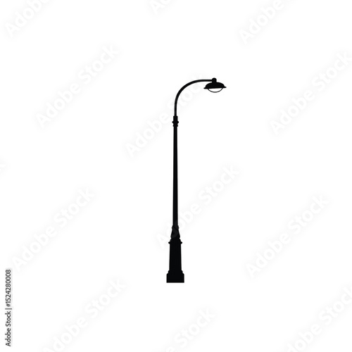 Street lamp silhouette icon vector flat design.
