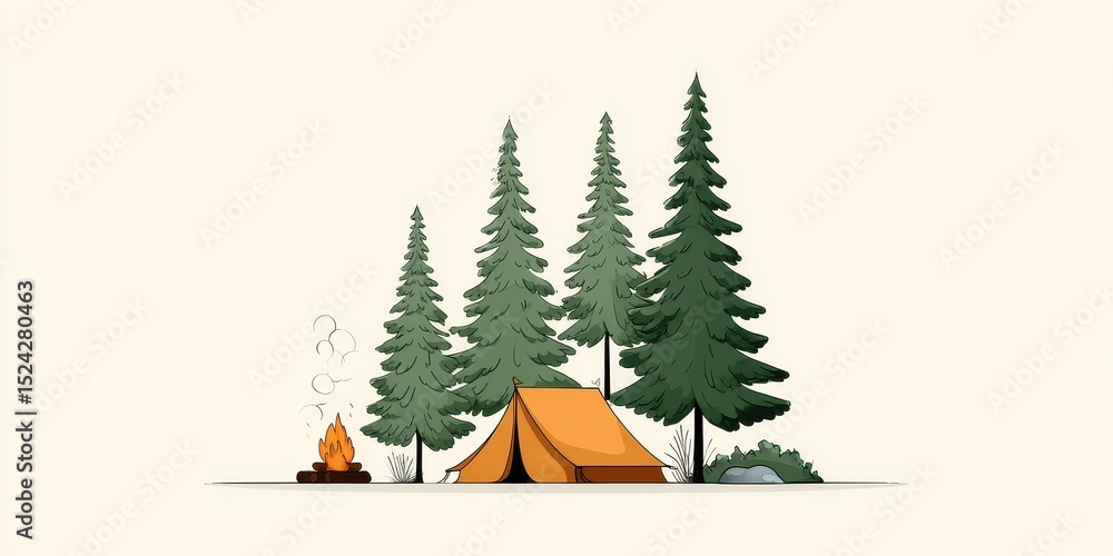 Obraz premium Simple Outdoor Camping Scene in Flat Design Style