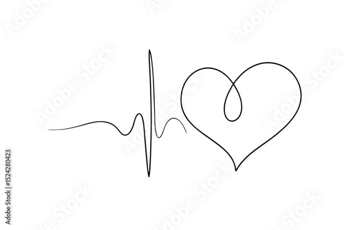 Heartbeat line drawing love minimalist design