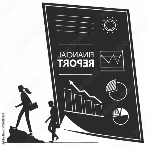 Businesspeople carrying huge financial report burden