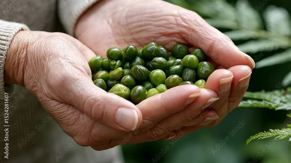 Harvesting fresh green beans in a garden during summer in a sustainable farming practice by local growers Harvesting fresh green beans in a garden during summer in a sustainable farming practice by local growers