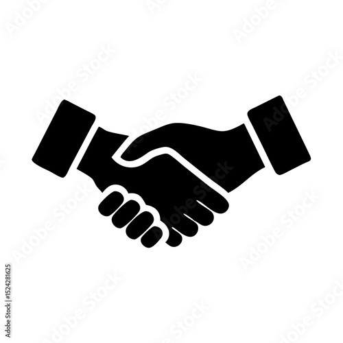 Three crisp handshake silhouettes, vector cutout design