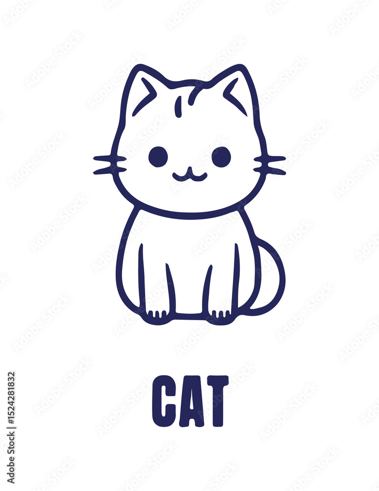 Cute Cat Coloring Page Cute Cat Coloring Page