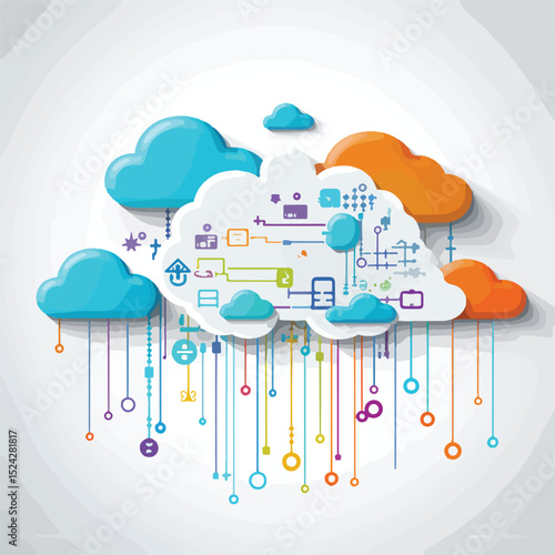 Professional Cloud Computing Vector Design for Tech Presentations and Websites
