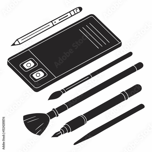 Graphic design tools stylus tablet brushes pens