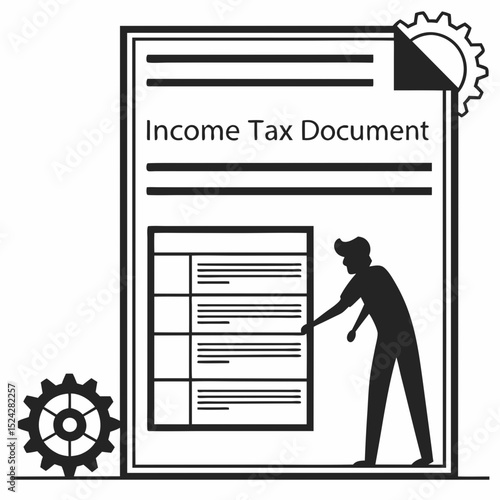 Professional income tax document illustration with transparent background