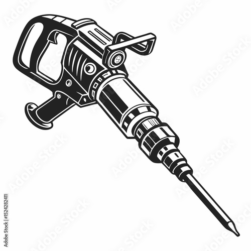 Professional isolated jackhammer image, transparent background