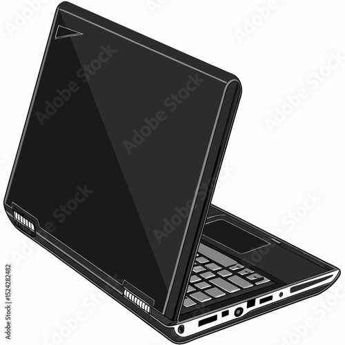 Black laptop computer screen open display