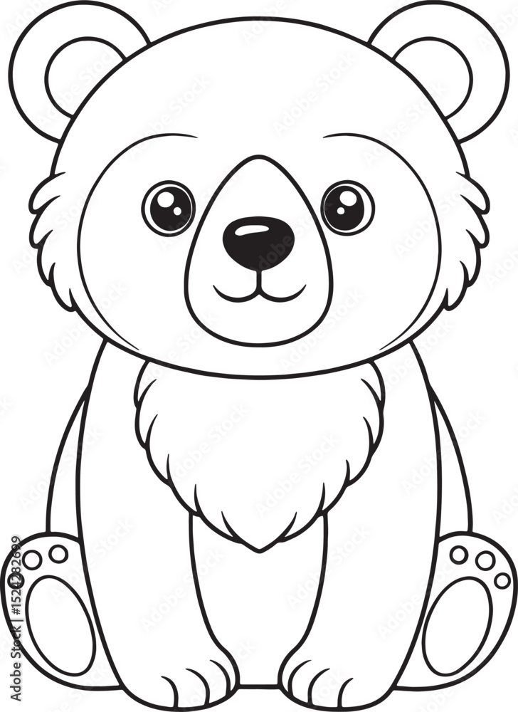 Obraz premium A cute little bear cub animal cartoon drawing perfect for child education and coloring books