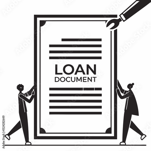 People signing a large loan document together