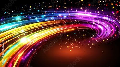 Shimmering rainbow colored lines in ethereal light creating a dreamlike and vibrant background