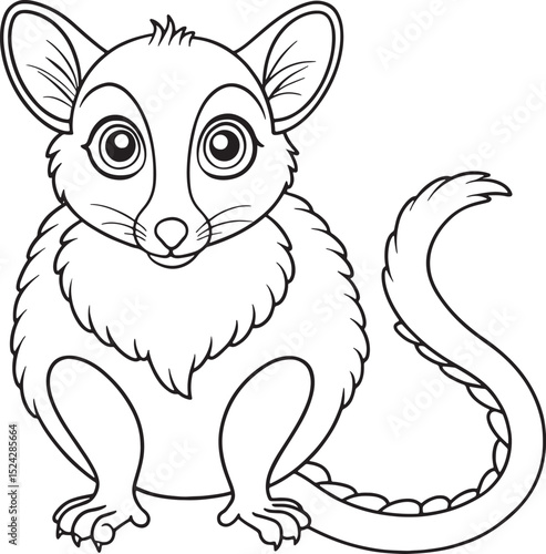 Adorable Brushtaile Possum Coloring Page Animal Illustration Vector Illustration