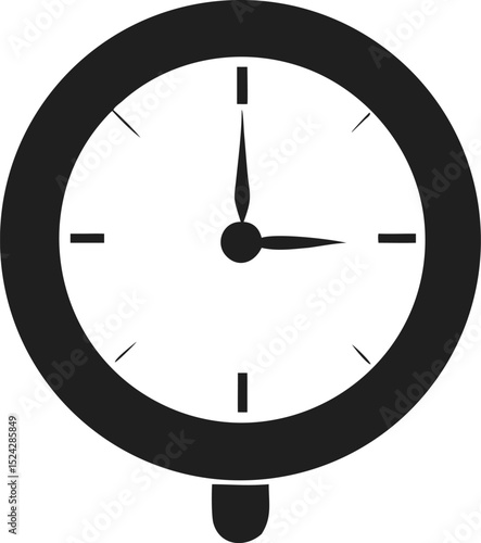 Black wall clock silhouette showing precise timekeeping and punctuality
