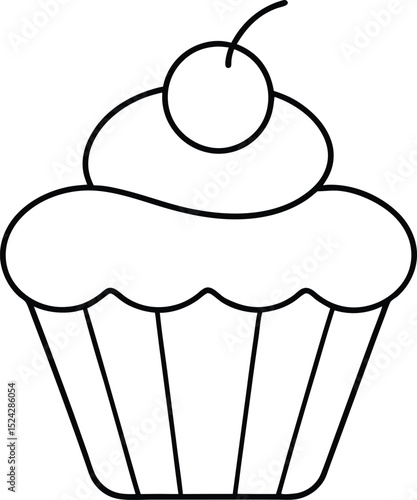cup cake  icon line art vector illustration on transparent background

