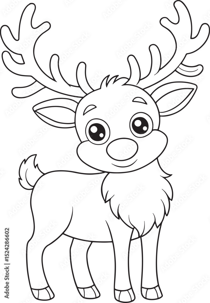 Fototapeta premium a cute cartoon reindeer with antlers and big eyes