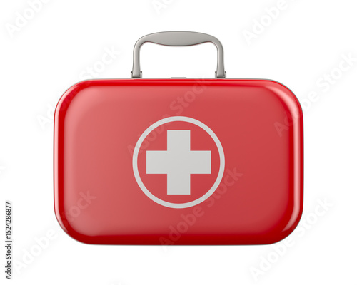 First aid kid on white back...