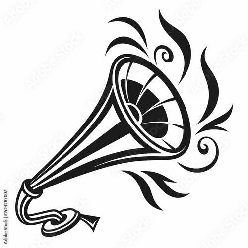 Vintage gramophone horn stylized design music audio
