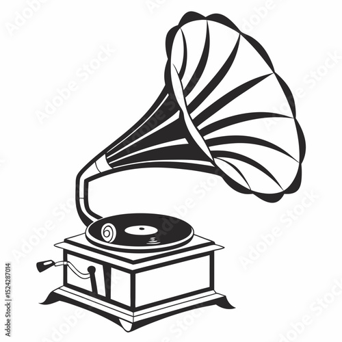 Vintage gramophone horn speaker music player