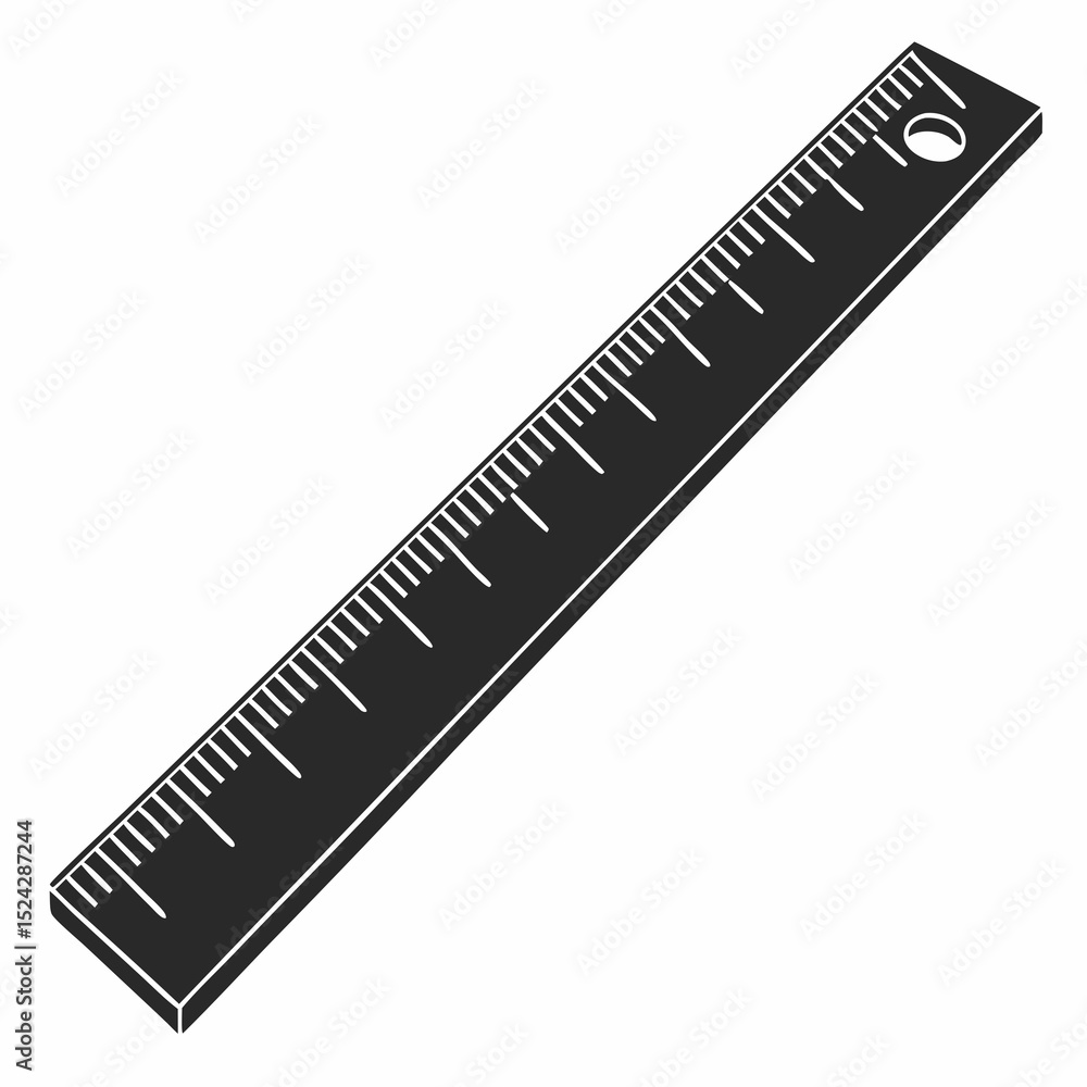 Black ruler measurement tool school supply icon Black ruler measurement tool school supply icon