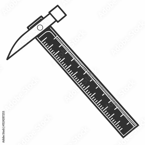 Hammer with ruler measuring tool icon design