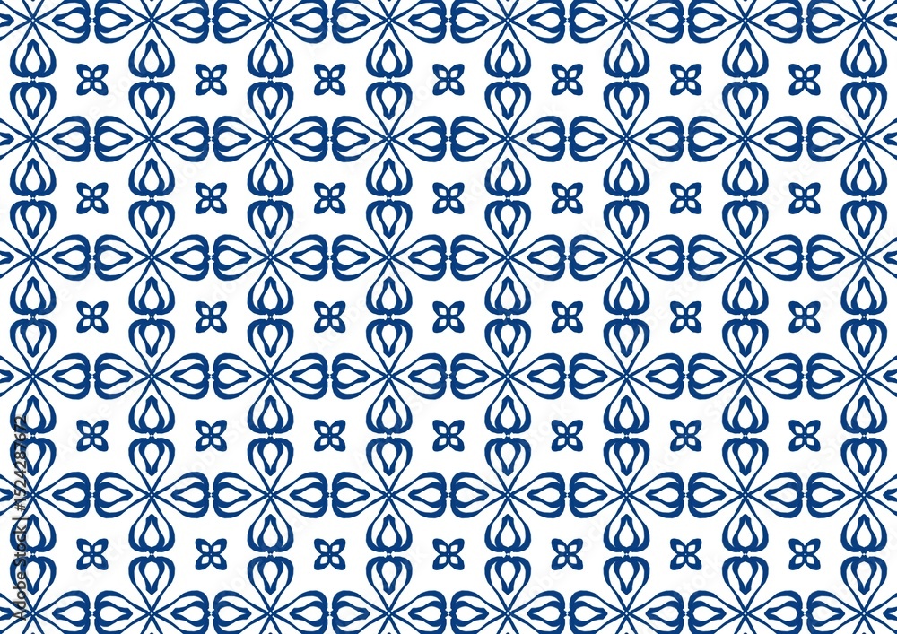 Elegant Blue and White Floral Pattern Seamless Design Perfect for Textile Fabric Wallpaper Background (Created by graphics program) Elegant Blue and White Floral Pattern Seamless Design Perfect for Textile Fabric Wallpaper Background (Created by graphics program)