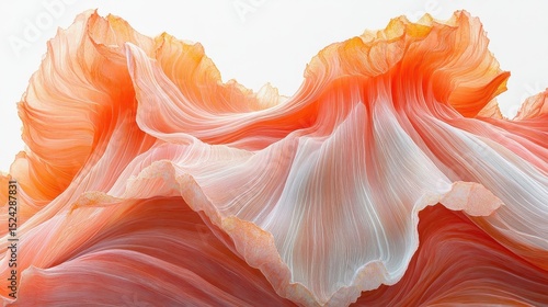 Abstract mountain landscape painting with fluid motion and wavy lines in a dreamy gradient of colors