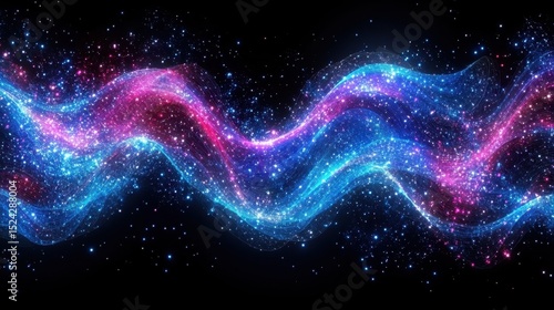 Ethereal wave of light flowing through space with abstract fluid motion and wavy lines for an enchanting effect