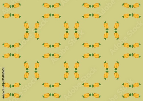 Delightful Pineapple Pattern Seamless Repeat Design Tropical Fruit Wallpaper Background (Created by graphics program)