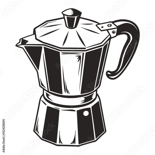 Professional cutout moka pot illustration transparent background