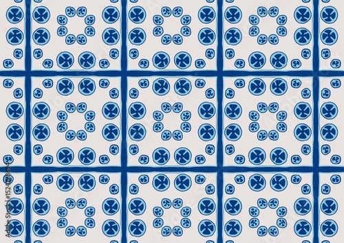 Seamless Blue and White Geometric Pattern Design Ideal for Textile and Fabric Prints (Created by graphics program)