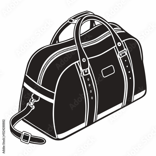 Professional duffel bag cutout, isolated on white background