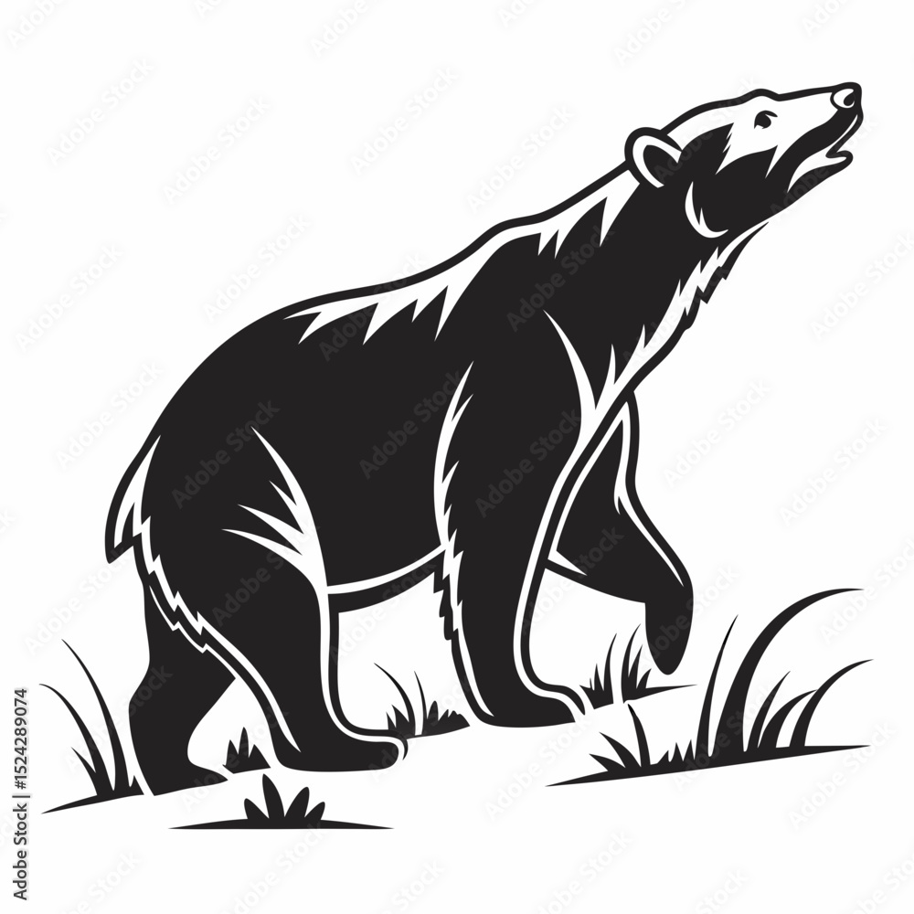 Obraz premium Majestic black bear silhouette isolated on white background