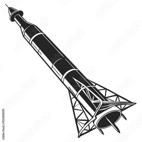 Vintage rocket design space exploration missile launch